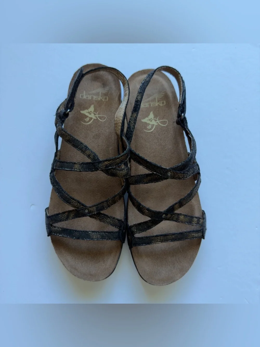Dansko Black Metallic Strappy Sandals